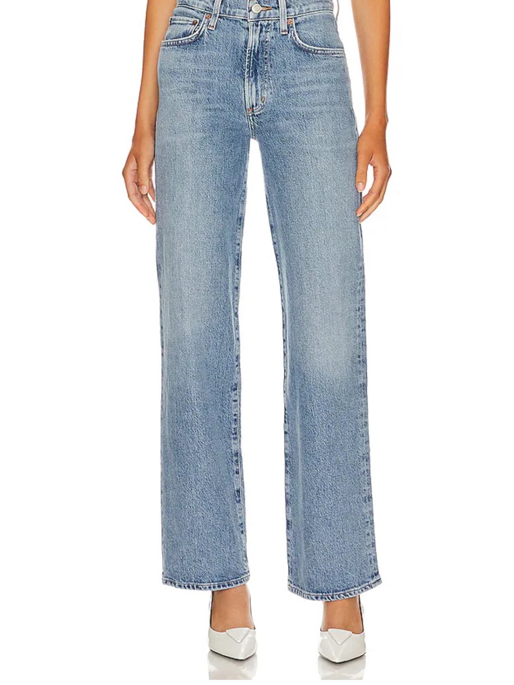 Agolde Harper Mid Rise Relaxed Straight Jeans (Stretch) in Flash